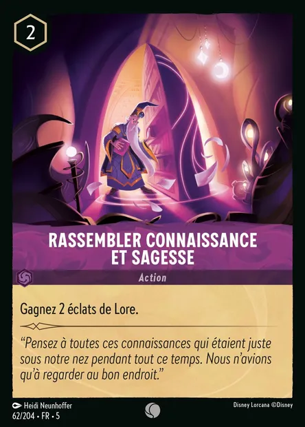 Rassembler Connaissance et Sagesse, carte Disney Lorcana CH5-062 — extension Ciel Scintillant