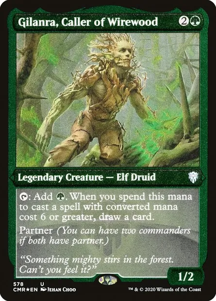 Gilanra, Caller of Wirewood, Magic card CMR 578 — Commander Legends set