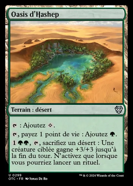 Oasis d'Hashep, carte Magic OTC 299 — extension Outlaws of Thunder Junction Commander