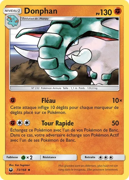 Donphan, carte Pokémon CES 73 — extension Tempête Céleste