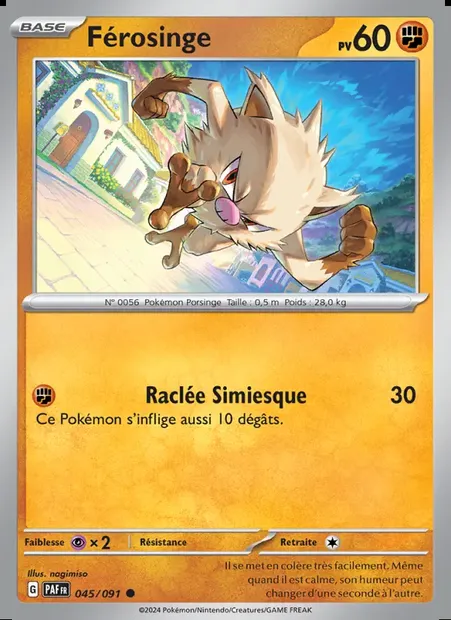 Férosinge, carte Pokémon PAF 045 — extension Destinées de Paldea