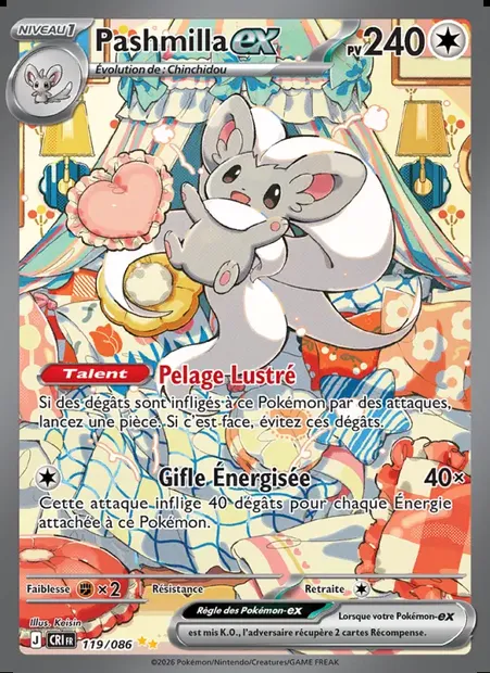 Pashmilla-ex, carte Pokémon CRI 119 — extension Chaos Ascendant