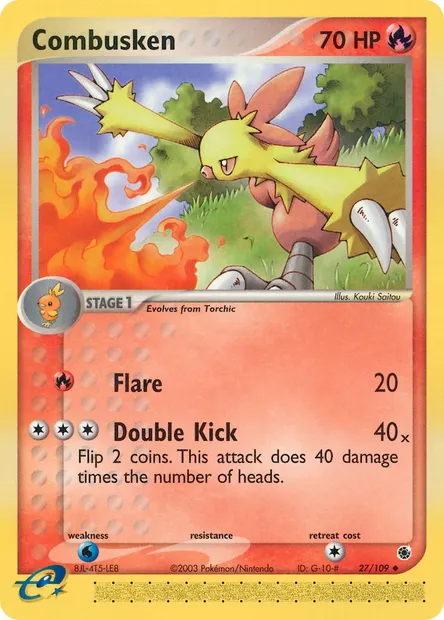 Combusken, Pokémon card RS 27 — Ruby & Sapphire set