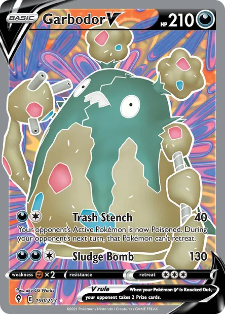 Garbodor V, Pokémon card EVS 190 — Evolving Skies set