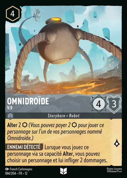 Omnidroïde - V.9, carte Disney Lorcana CH12-184 — extension Contrées Inconnues