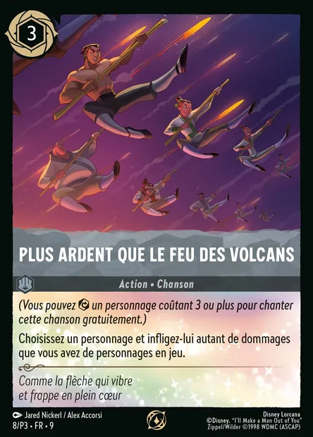 Plus ardent que le feu des volcans, carte Disney Lorcana P3-008 — extension P3