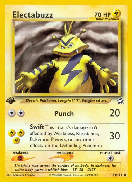 Electabuzz, Pokémon card NG 33 — Neo Genesis set