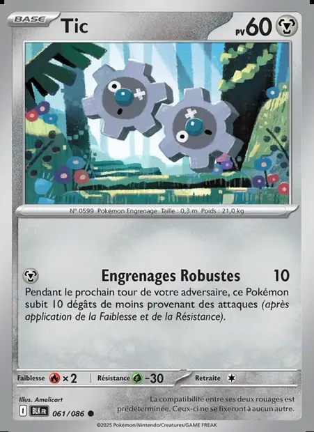 Tic, carte Pokémon BLK 061 — extension Foudre Noire