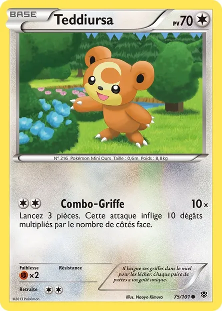 Teddiursa, carte Pokémon PLB 75 — extension Explosion Plasma
