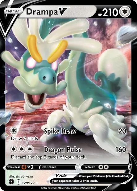 Drampa V, Pokémon card BRS 128 — Brilliant Stars set