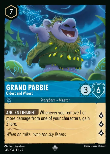 Grand Pabbie - Oldest and Wisest, Disney Lorcana card CH2-148 — Rise of the Floodborn set