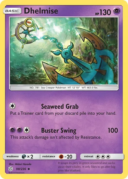 Dhelmise, Pokémon card CEC 98 — Cosmic Eclipse set
