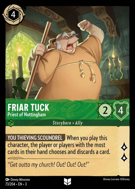 Friar Tuck - Priest of Nottingham, Disney Lorcana card CH3-073 — Into the Inklands set