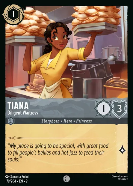 Tiana - Diligent Waitress, Disney Lorcana card CH9-179 — Fabled set