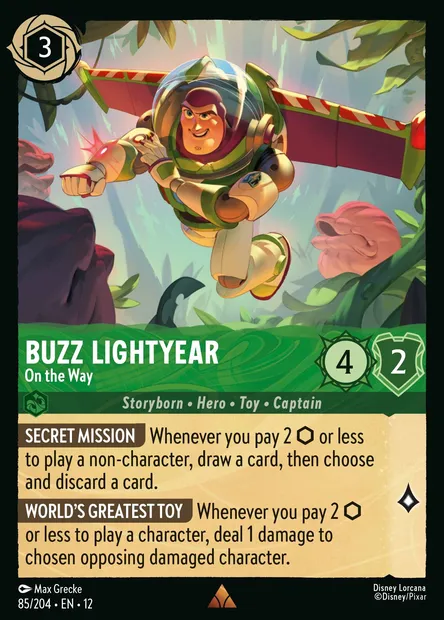 Buzz Lightyear - On the Way, Disney Lorcana card CH12-085 — Wilds Unknown set