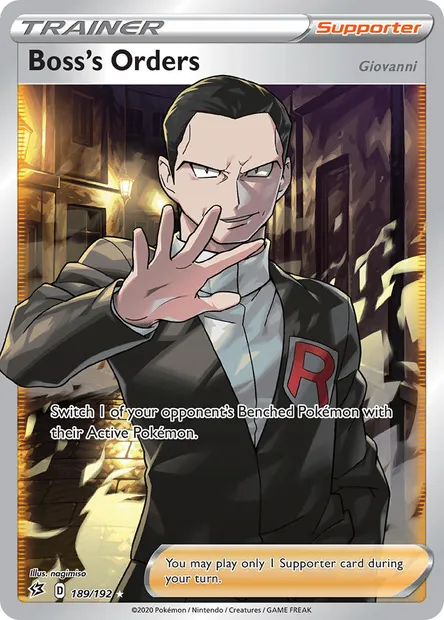 Boss's Orders (Giovanni), Pokémon card RCL 189 — Rebel Clash set