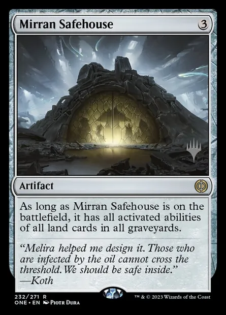 Mirran Safehouse, Magic card PONE 232p — Phyrexia: All Will Be One Promos set