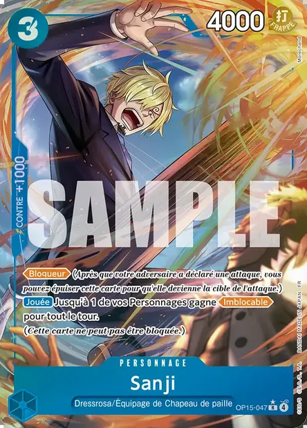 Sanji, carte One Piece OP15-047 — extension AVENTURE SUR L'ÎLE DE DIEU