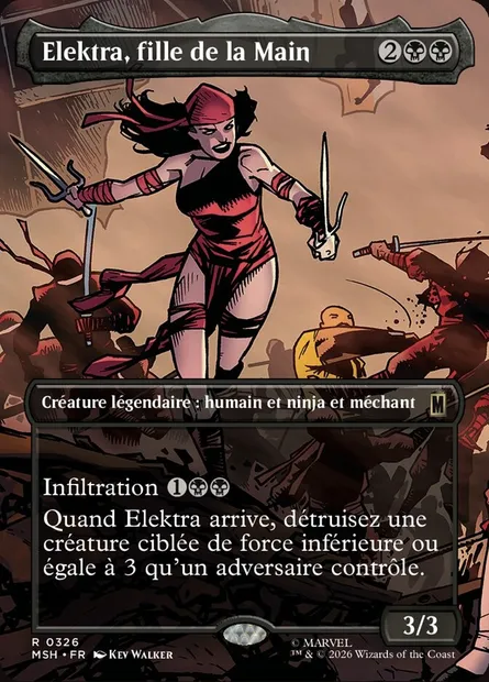 Elektra, fille de la Main, carte Magic MSH 326 — extension Marvel Super Heroes