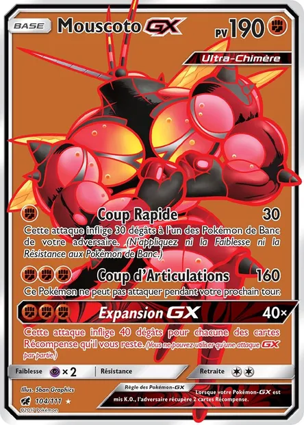Mouscoto GX, carte Pokémon CIN 104 — extension Invasion Carmin