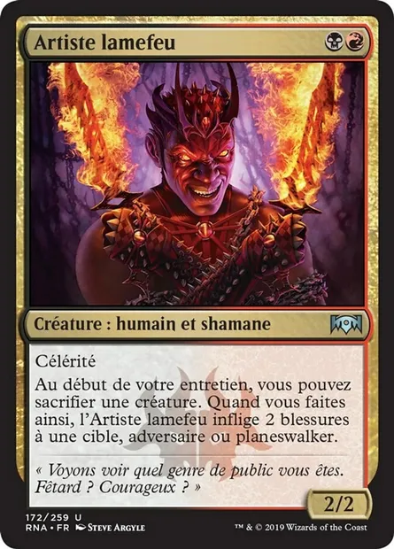 Artiste lamefeu, carte Magic RNA 172 — extension L'allégeance de Ravnica