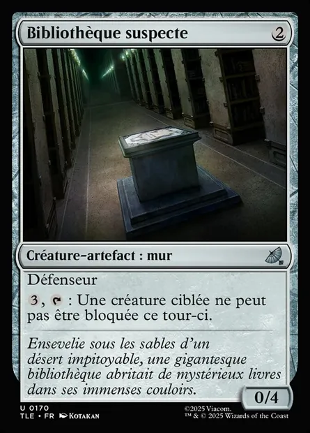 Bibliothèque suspecte, carte Magic TLE 170 — extension Avatar: The Last Airbender Eternal