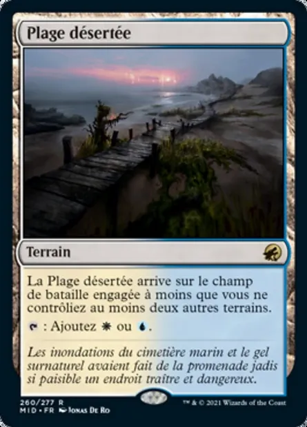 Plage désertée, carte Magic MID 260 — extension Innistrad : chasse de minuit