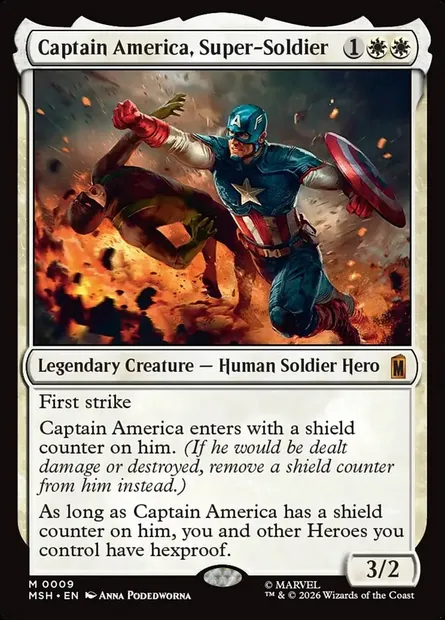 Captain America, Super-Soldier, Magic card MSH 9 — Marvel Super Heroes set