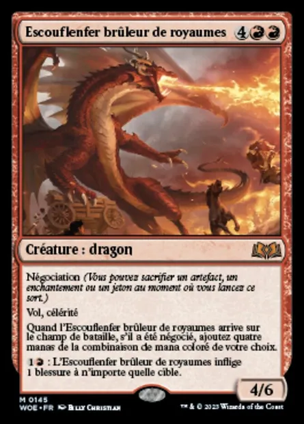 Escouflenfer brûleur de royaumes, carte Magic WOE 145 — extension Wilds of Eldraine