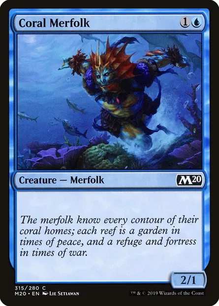 Coral Merfolk, Magic card M20 315 — Core Set 2020 set