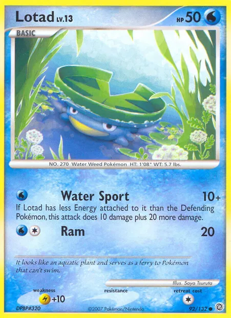 Lotad, Pokémon card SW 92 — Secret Wonders set
