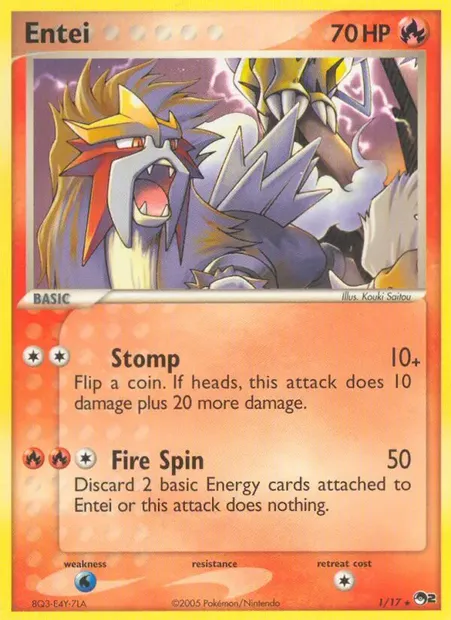 Entei, carte Pokémon P2 1 — extension POP Série 2