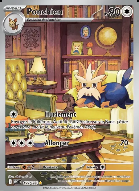 Ponchien, carte Pokémon WHT 155 — extension Flamme Blanche