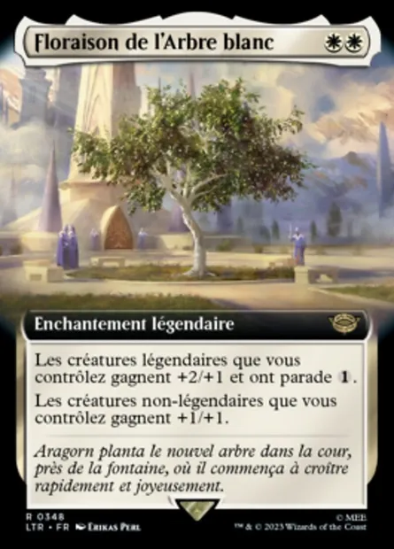 Floraison de l'Arbre blanc, carte Magic LTR 348 — extension Le Seigneur des Anneaux : chroniques de la Terre du Milieu