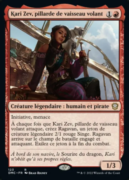 Kari Zev, pillarde de vaisseau volant, carte Magic DMC 123 — extension Dominaria United Commander