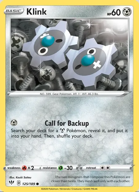 Klink, Pokémon card DAA 125 — Darkness Ablaze set