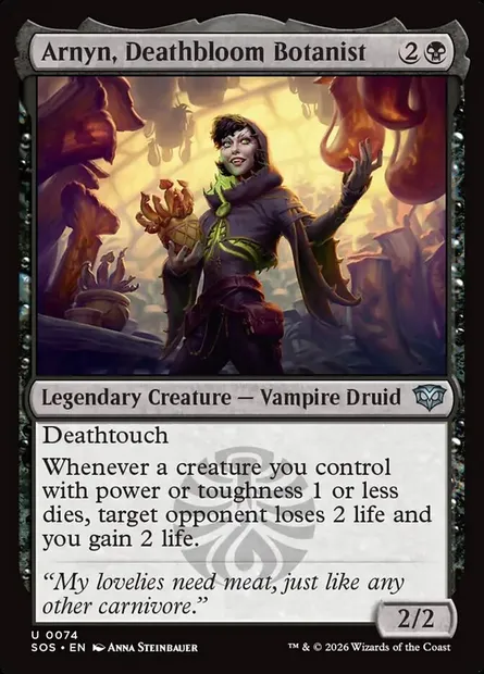 Arnyn, Deathbloom Botanist, Magic card SOS 74 — Secrets of Strixhaven set