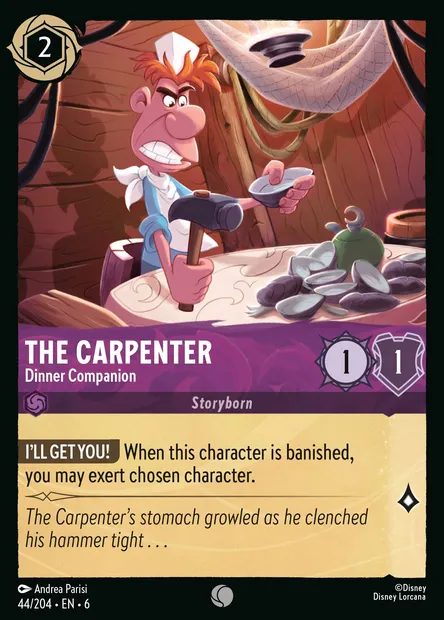 The Carpenter - Dinner Companion, Disney Lorcana card CH6-044 — Azurite Sea set