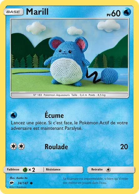 Marill, carte Pokémon BUS 34 — extension Ombres Ardentes