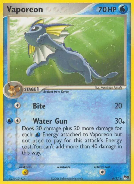 Vaporeon, Pokémon card P3 6 — POP Series 3 set