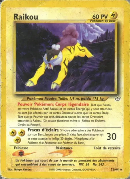 Raikou, carte Pokémon NR 22 — extension Neo Revelation