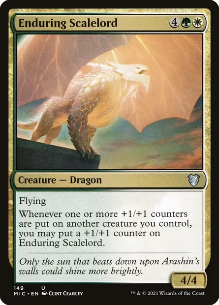Enduring Scalelord, Magic card MIC 149 — Midnight Hunt Commander set