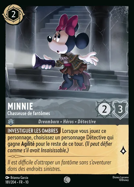 Minnie - Chasseuse de fantômes, carte Disney Lorcana CH10-181 — extension Lueurs dans les Profondeurs