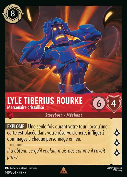 Lyle Tiberius Rourke - Mercenaire cristallisé, carte Disney Lorcana CH7-140 — extension L'île d'Archazia