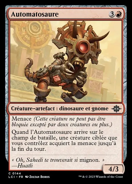 Automatosaure, carte Magic LCI 144 — extension The Lost Caverns of Ixalan