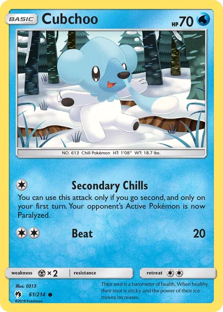 Cubchoo, Pokémon card LOT 61 — Lost Thunder set