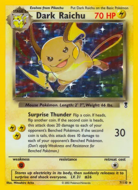 Dark Raichu, Pokémon card LC 7 — Legendary Collection set