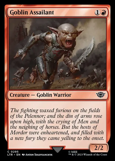 Goblin Assailant, Magic card LTR 295 — The Lord of the Rings: Tales of Middle-earth set