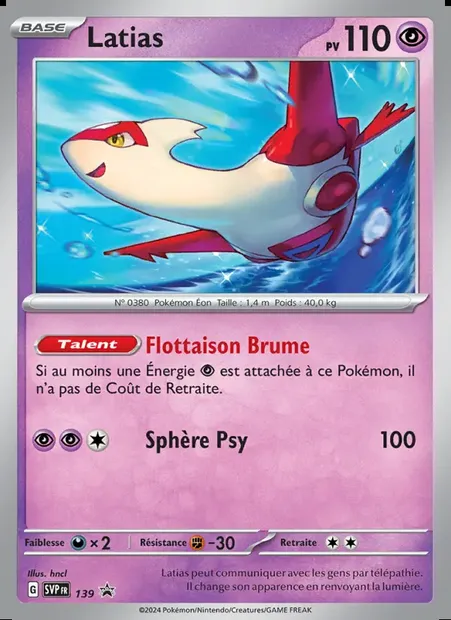 Latias, carte Pokémon PR-SV 139 — extension SVP Black Star Promos
