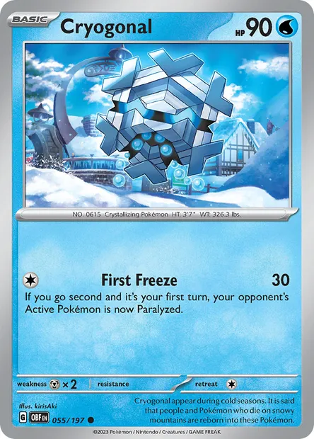 Cryogonal, Pokémon card OBF 055 — Obsidian Flames set